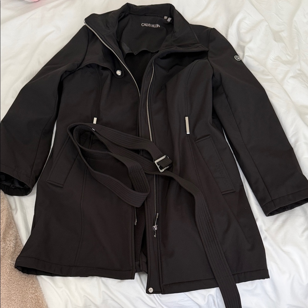 Calvin Klein Women's Black Belted Trench Coat